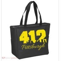 Pittsburgh 412 City Skyline Yellow Pittsburgh Tote Bag thumb 2