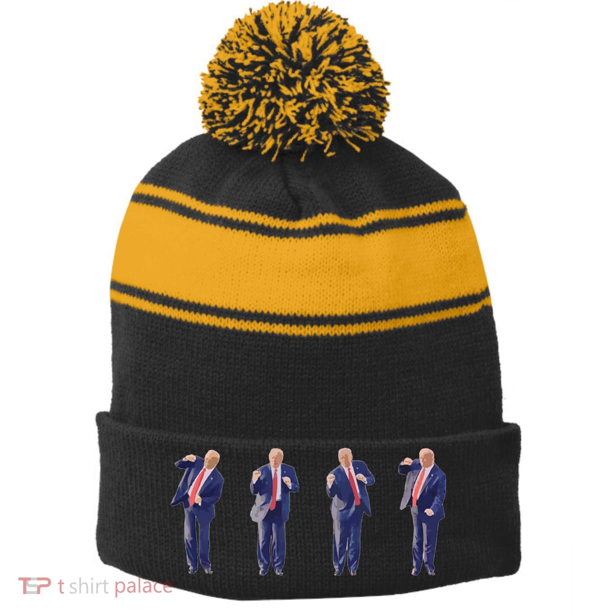 Potus 45 Dance Trump Dance Save America  Trump 45/47 Stripe Pom Pom Beanie