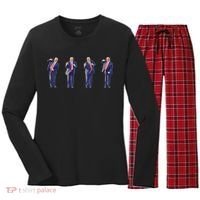 Potus 45 Dance Trump Dance Save America  Trump 45/47 Women's Long Sleeve Flannel Pajama Set  thumb 0