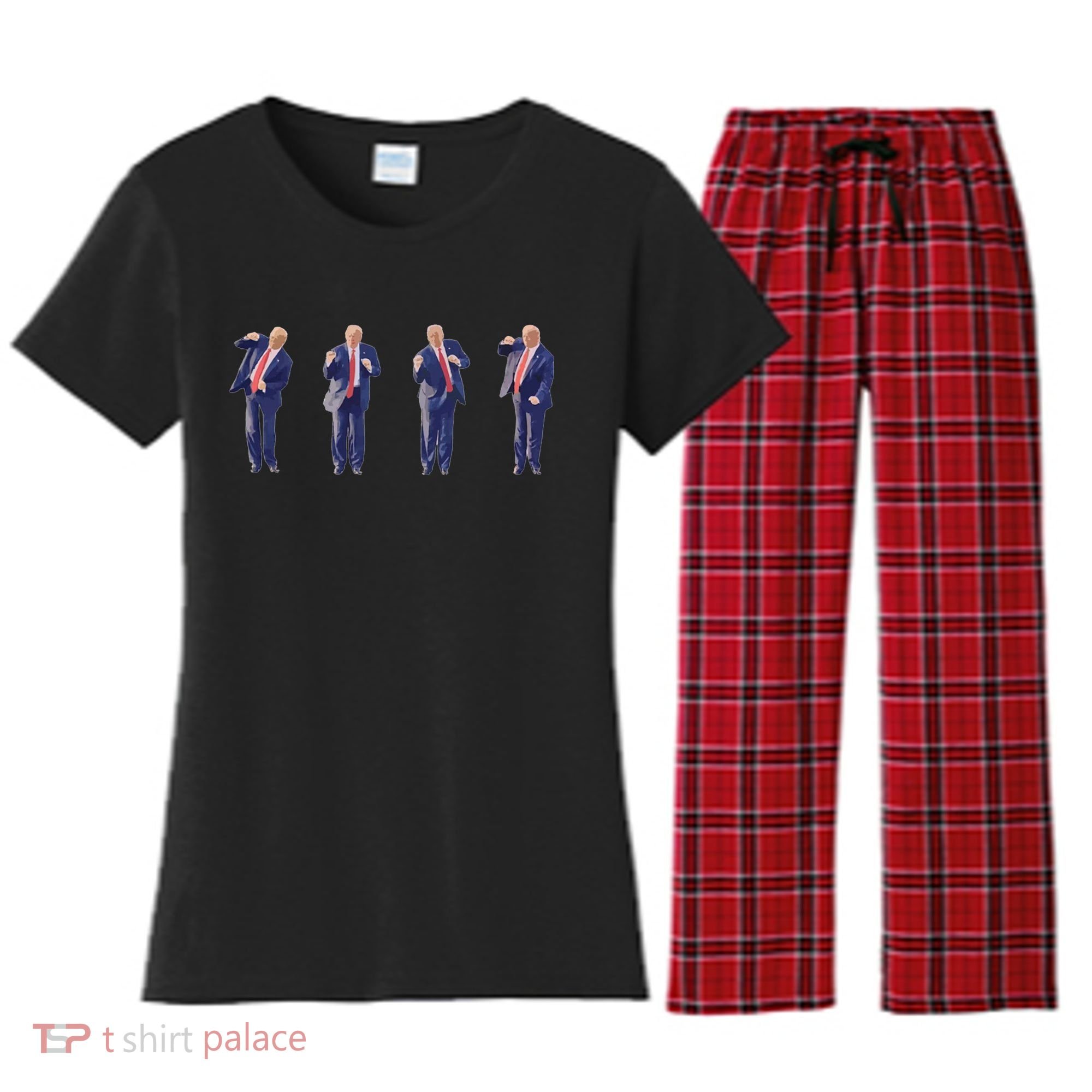 Potus 45 Dance Trump Dance Save America  Trump 45/47 Women's Flannel Pajama Set