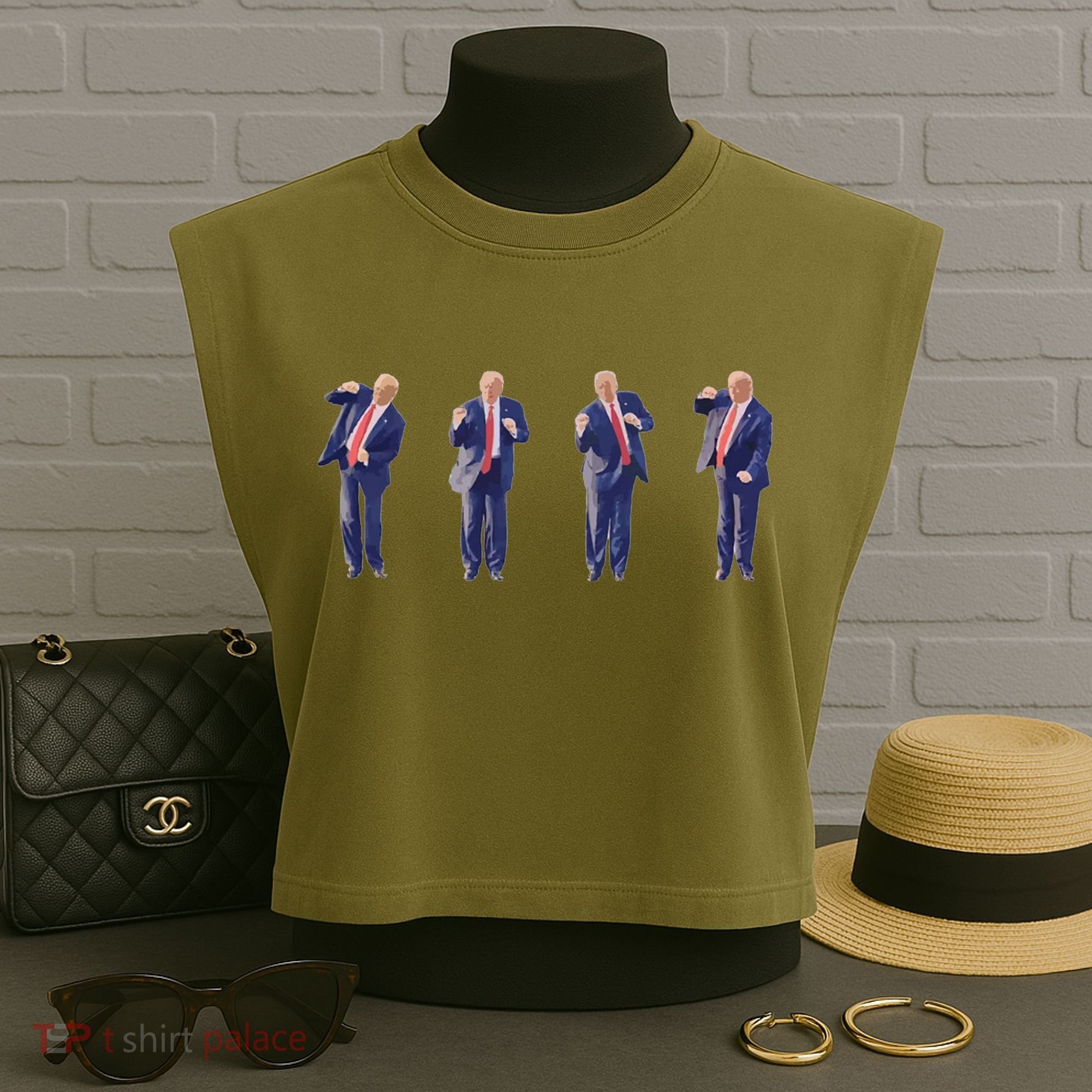 Potus 45 Dance Trump Dance Save America  Trump 45/47 Garment-Dyed Women's Muscle Tee