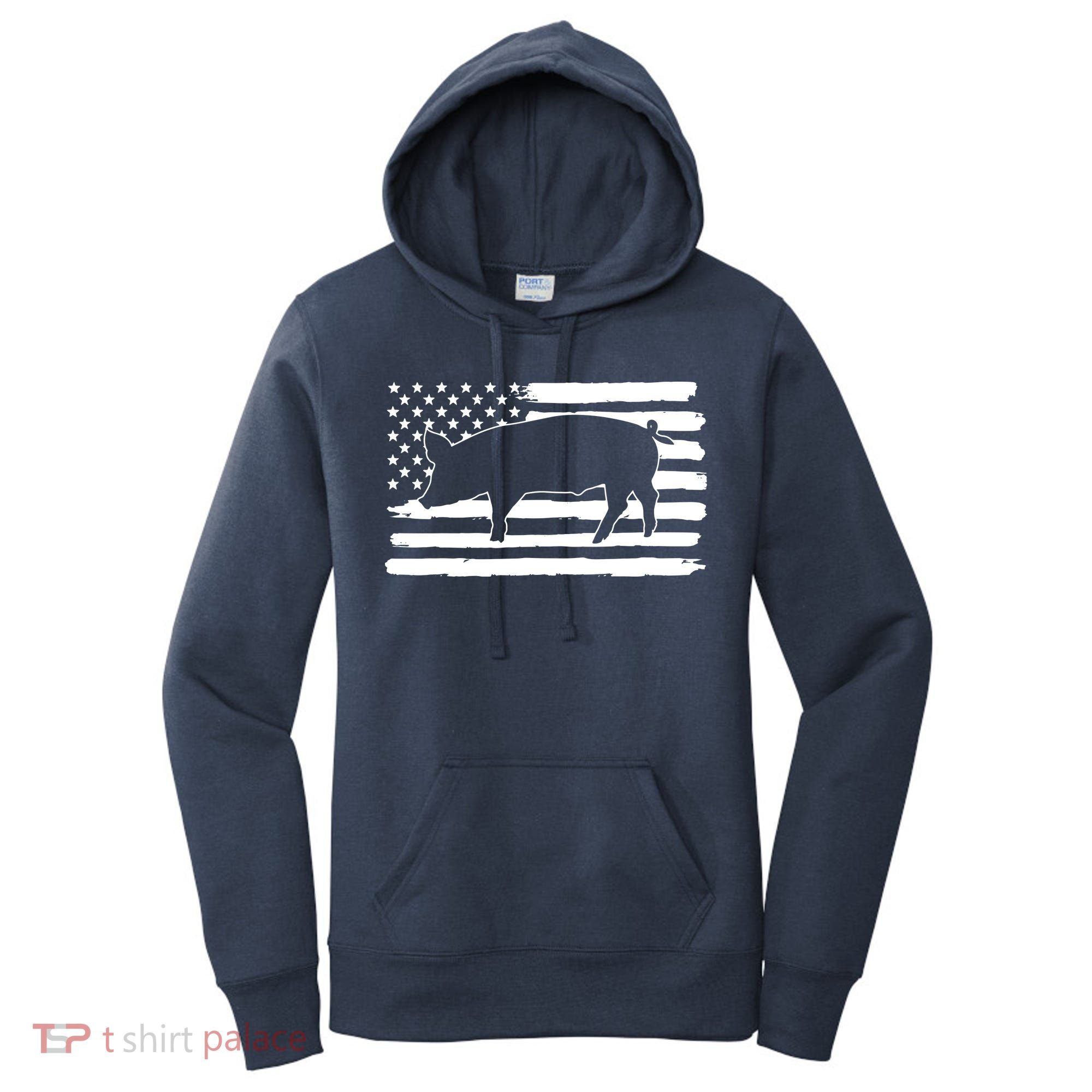 Pigs 4th Of July USA Flag US America Women's Hoodie