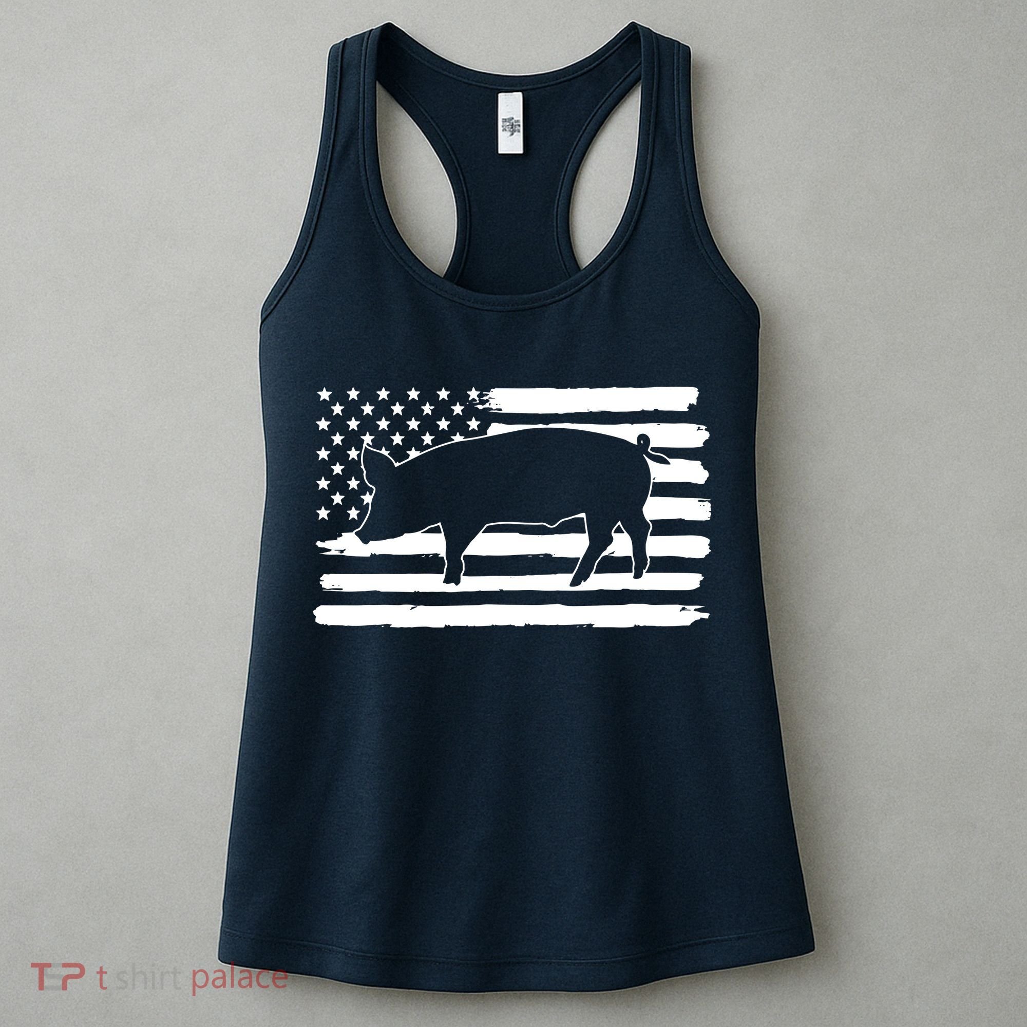 Pigs 4th Of July USA Flag US America Women's Tank Top