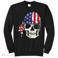 Pirate 4th of July Distressed USA Skull American Flag Sweatshirt thumb 0