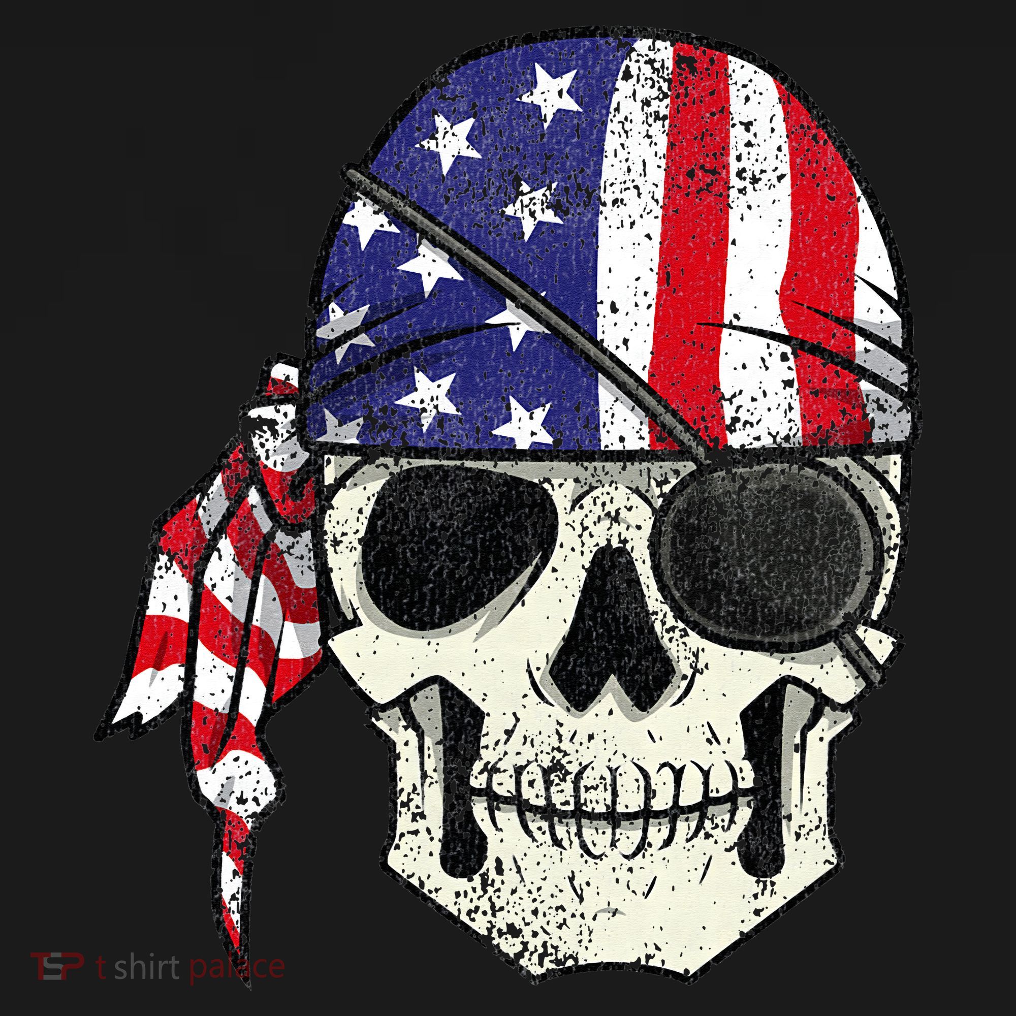 Pirate 4th of July Distressed USA Skull American Flag Mousepad