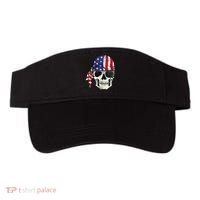 Pirate 4th of July Distressed USA Skull American Flag Visor thumb 0