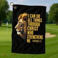 Philippians 413 Religious Lion Strengthens Christian  Golf Towel thumb 1