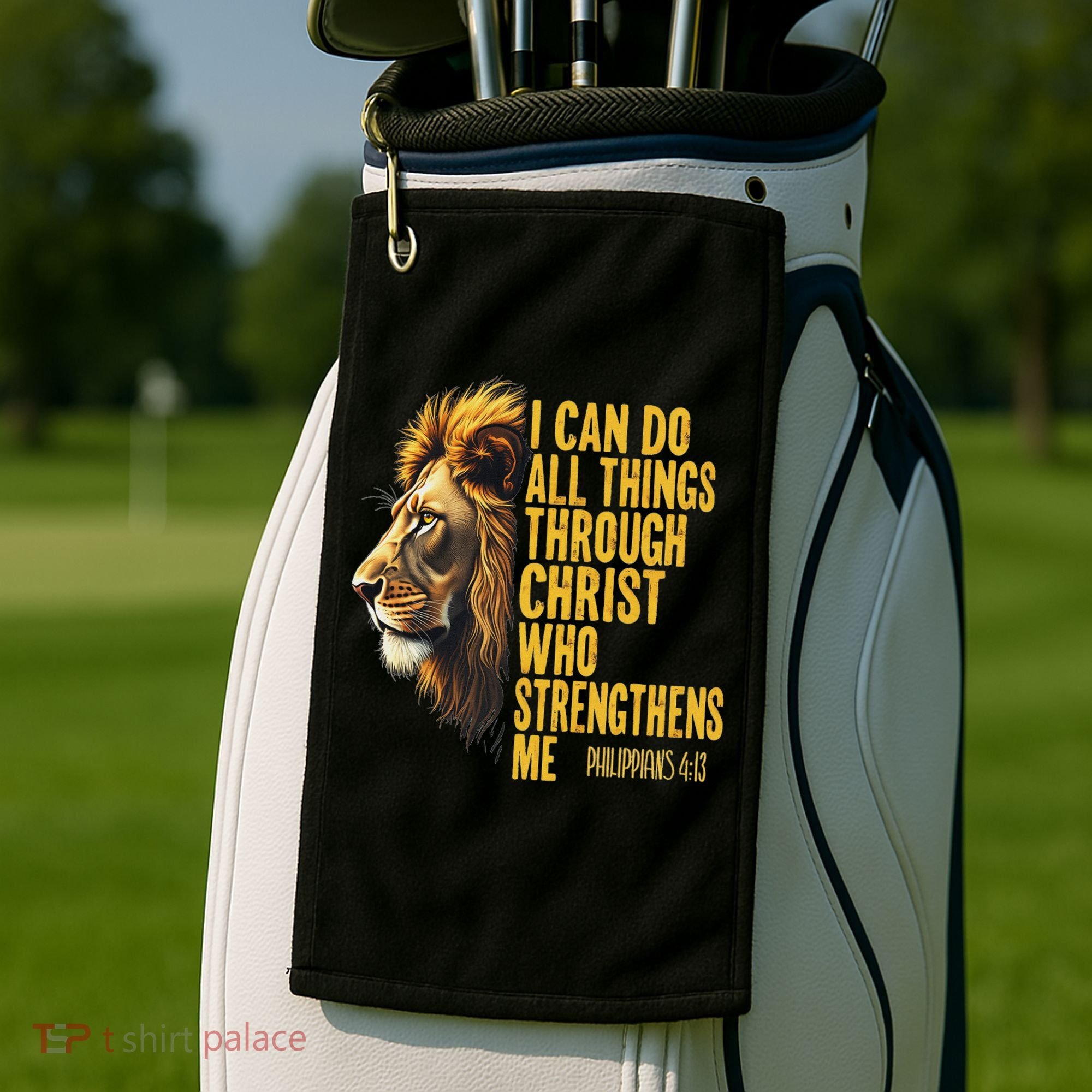 Philippians 413 Religious Lion Strengthens Christian  Golf Towel
