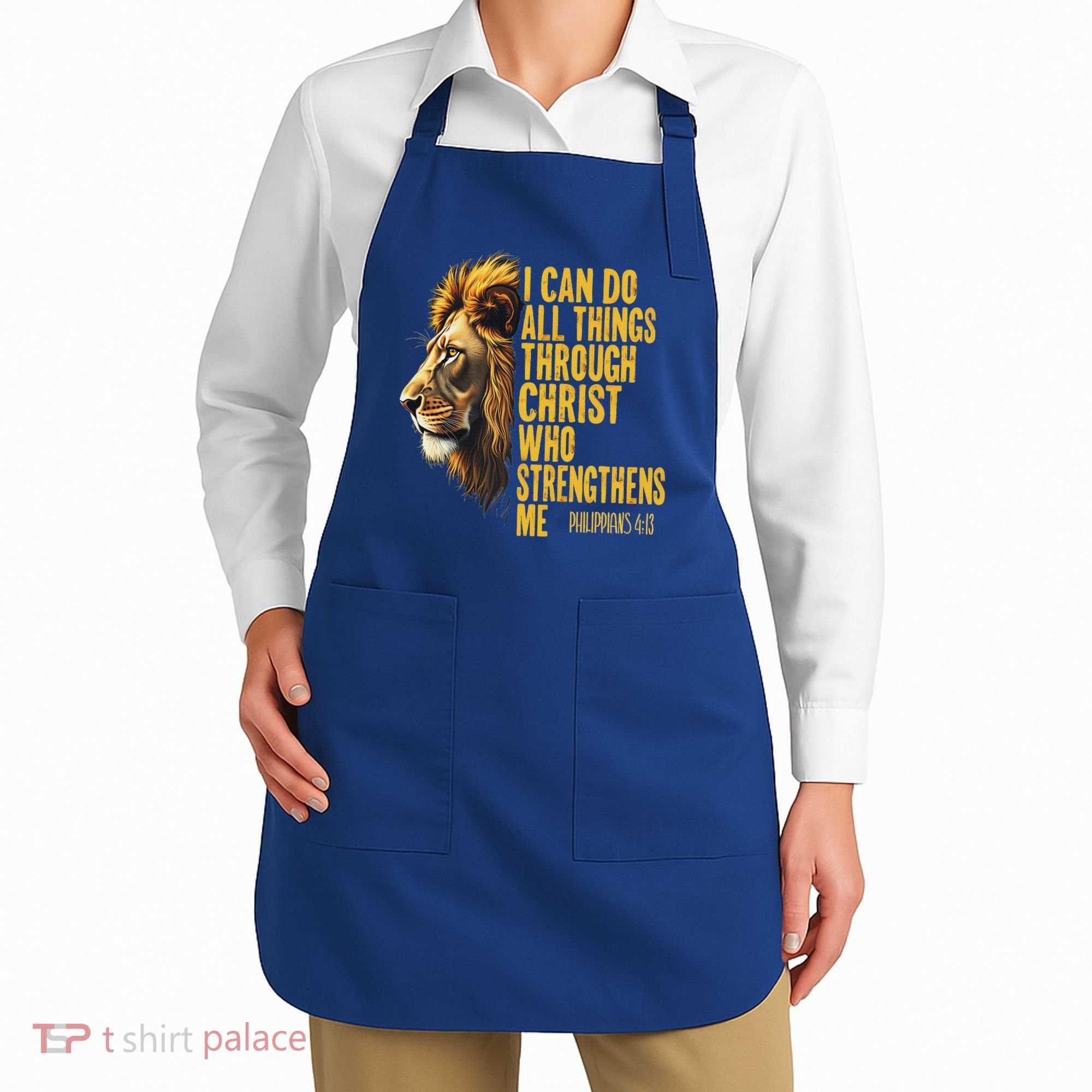 Philippians 413 Religious Lion Strengthens Christian  Apron