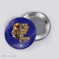 Philippians 413 Religious Lion Strengthens Christian  Button thumb 0