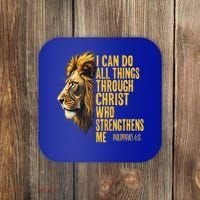 Philippians 413 Religious Lion Strengthens Christian  Coaster thumb 0