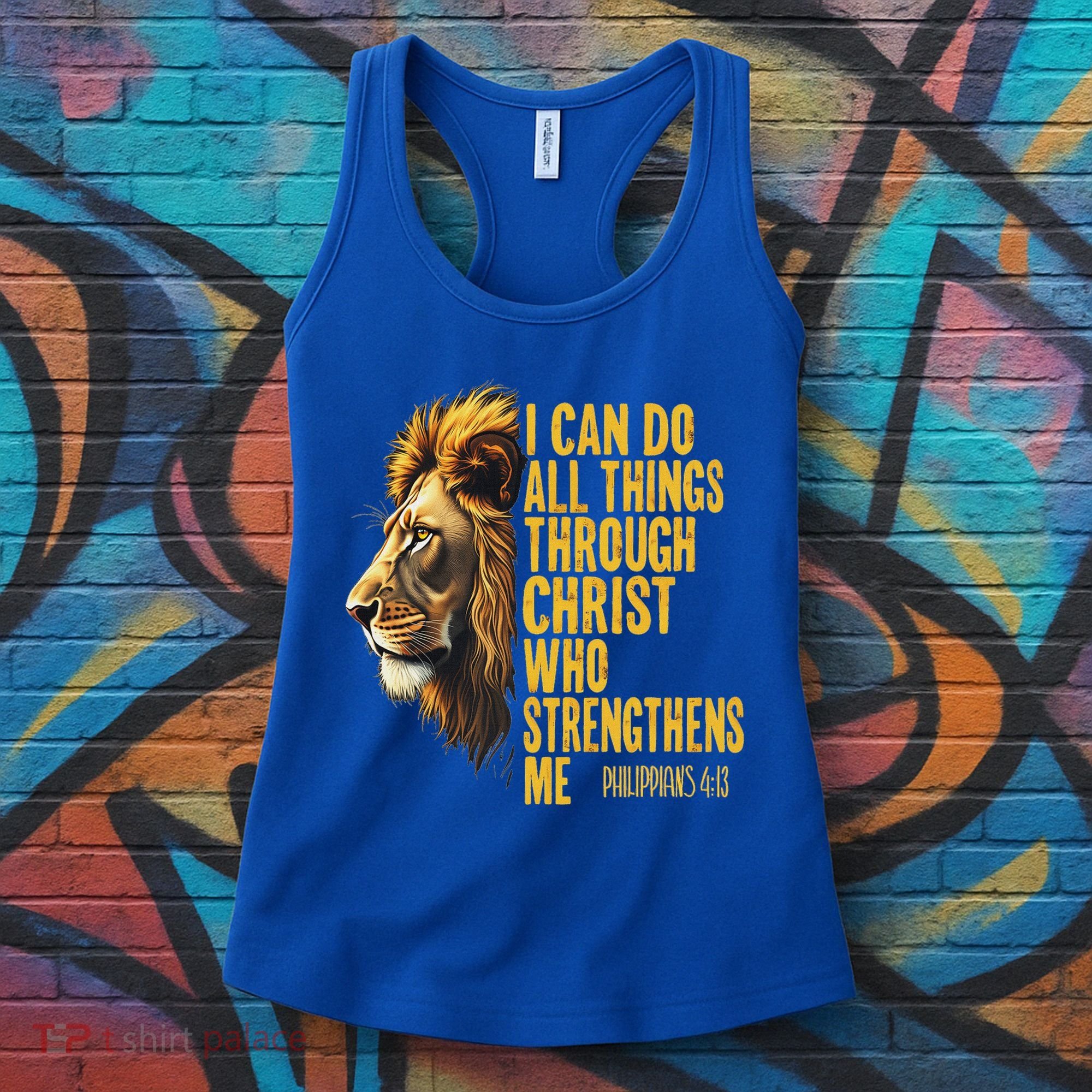 Philippians 413 Religious Lion Strengthens Christian  Women's Tank Top