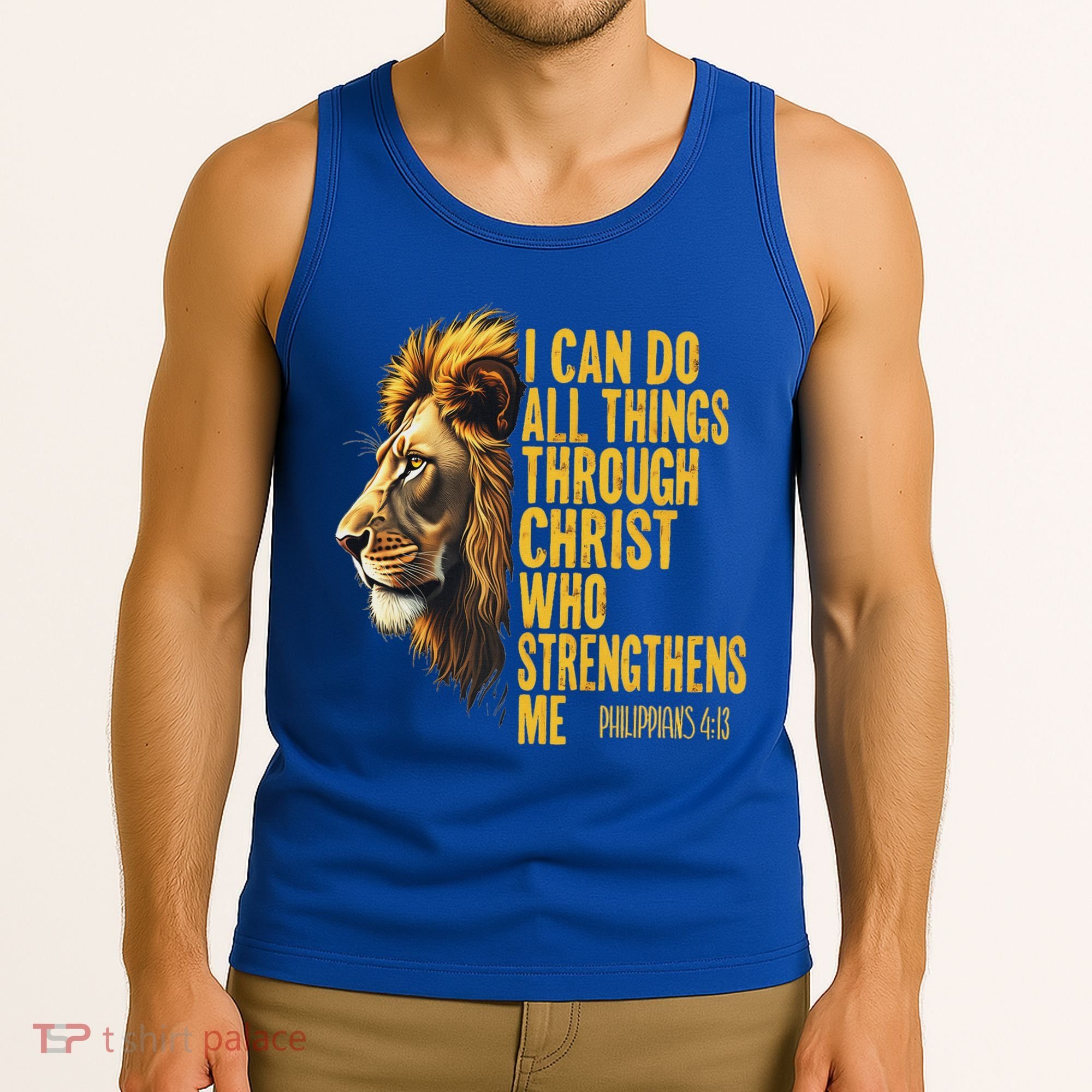 Philippians 413 Religious Lion Strengthens Christian  Tank Top