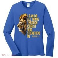 Philippians 413 Religious Lion Strengthens Christian  Women's Long Sleeve Shirt thumb 0