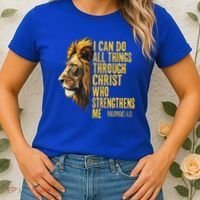 Philippians 413 Religious Lion Strengthens Christian  Women's T-Shirt thumb 2