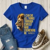Philippians 413 Religious Lion Strengthens Christian  Women's T-Shirt thumb 3