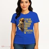 Philippians 413 Religious Lion Strengthens Christian  Women's T-Shirt thumb 4
