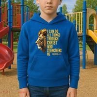 Philippians 413 Religious Lion Strengthens Christian  Kids Hoodie thumb 2
