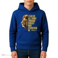 Philippians 413 Religious Lion Strengthens Christian  Kids Hoodie thumb 4