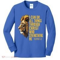Philippians 413 Religious Lion Strengthens Christian  Kids Long Sleeve Shirt thumb 0