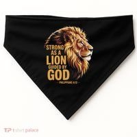 Philippians 413 Religious Lion Strengthens Christian USA-Made Doggie Bandana thumb 0