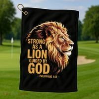 Philippians 413 Religious Lion Strengthens Christian Golf Towel thumb 1