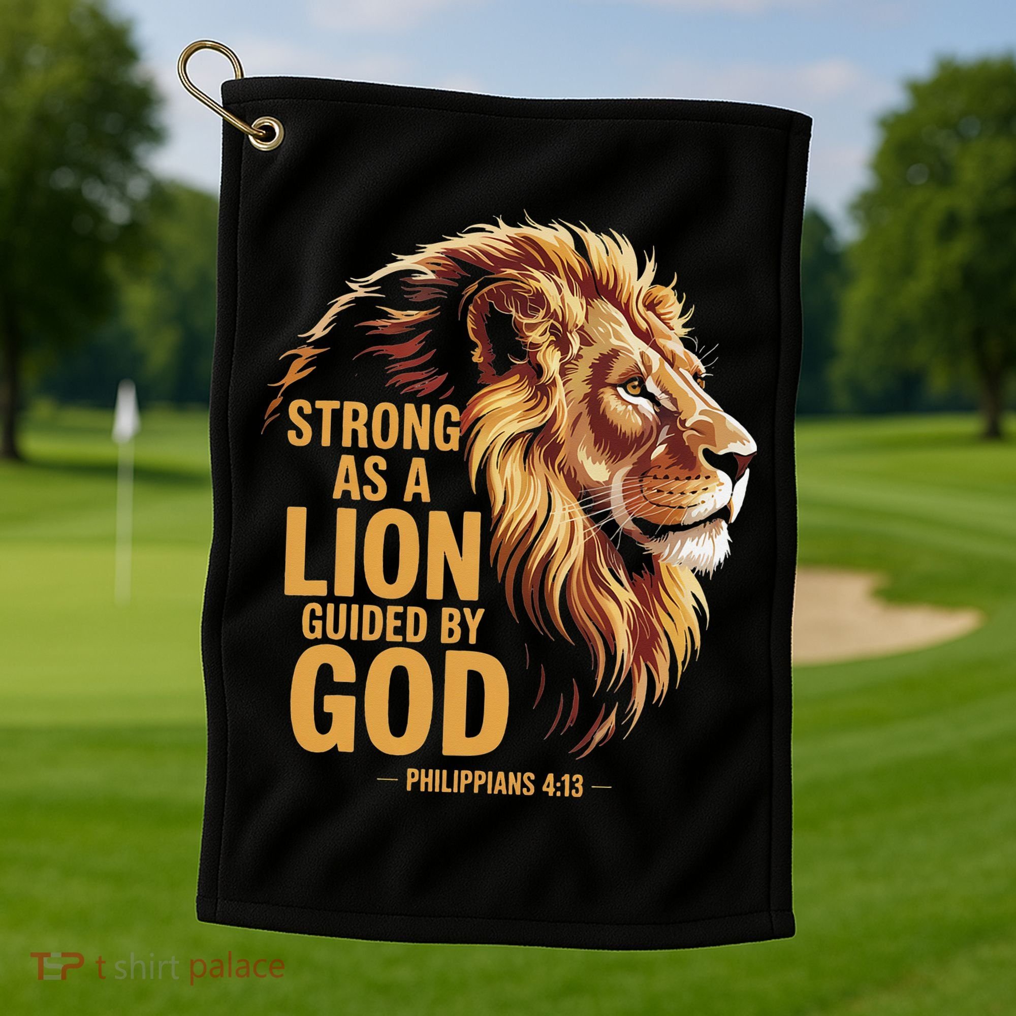 Philippians 413 Religious Lion Strengthens Christian Golf Towel