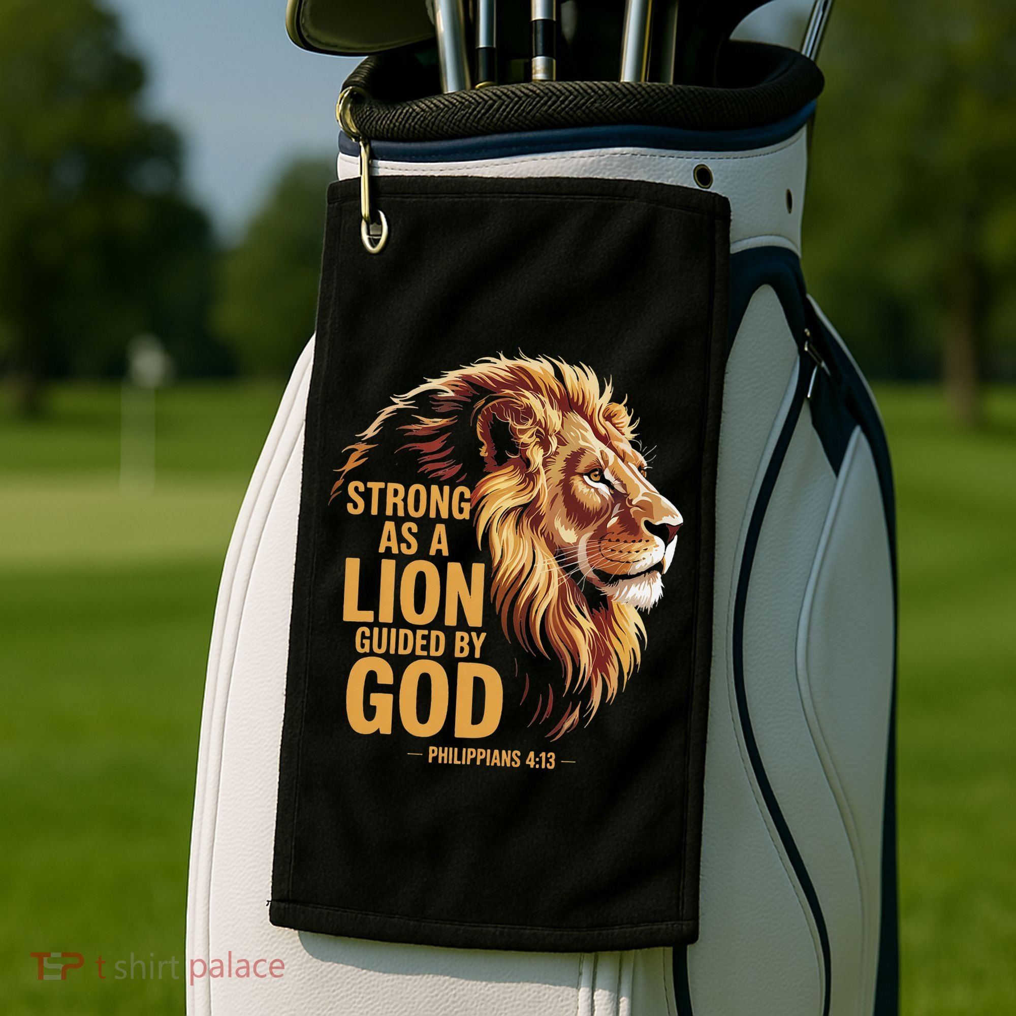 Philippians 413 Religious Lion Strengthens Christian Golf Towel
