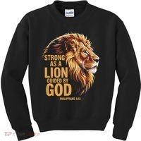 Philippians 413 Religious Lion Strengthens Christian Kids Sweatshirt thumb 0