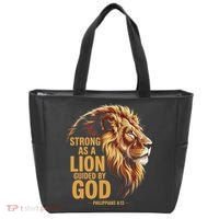 Philippians 413 Religious Lion Strengthens Christian Tote Bag thumb 0