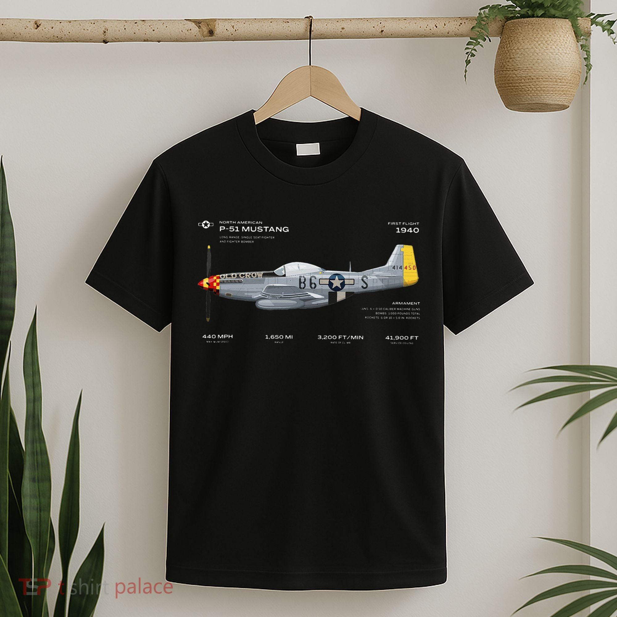 P 51 Mustang WWII Airplane Historic War Bird Fighter T-Shirt
