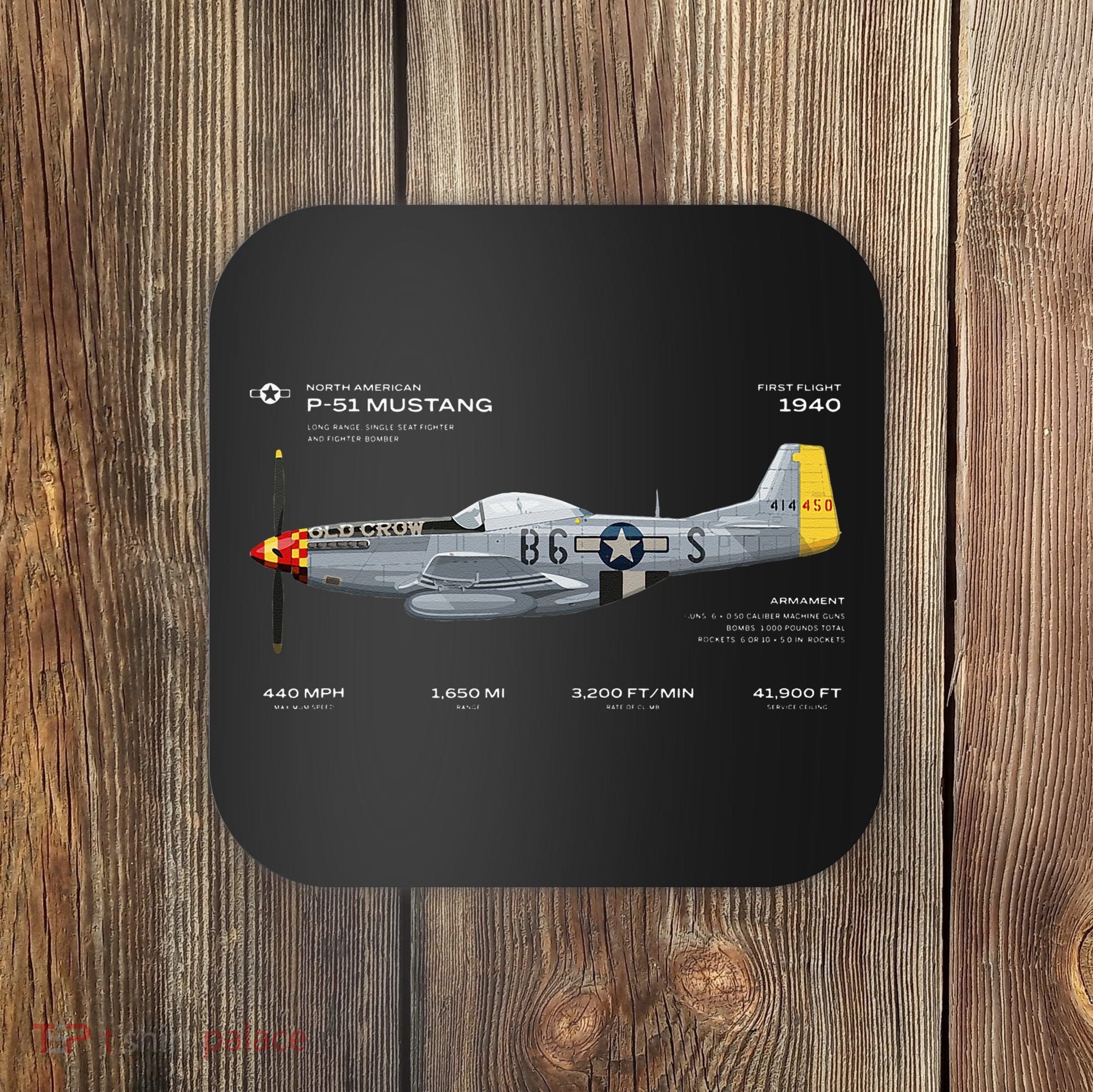 P 51 Mustang WWII Airplane Historic War Bird Fighter Coaster