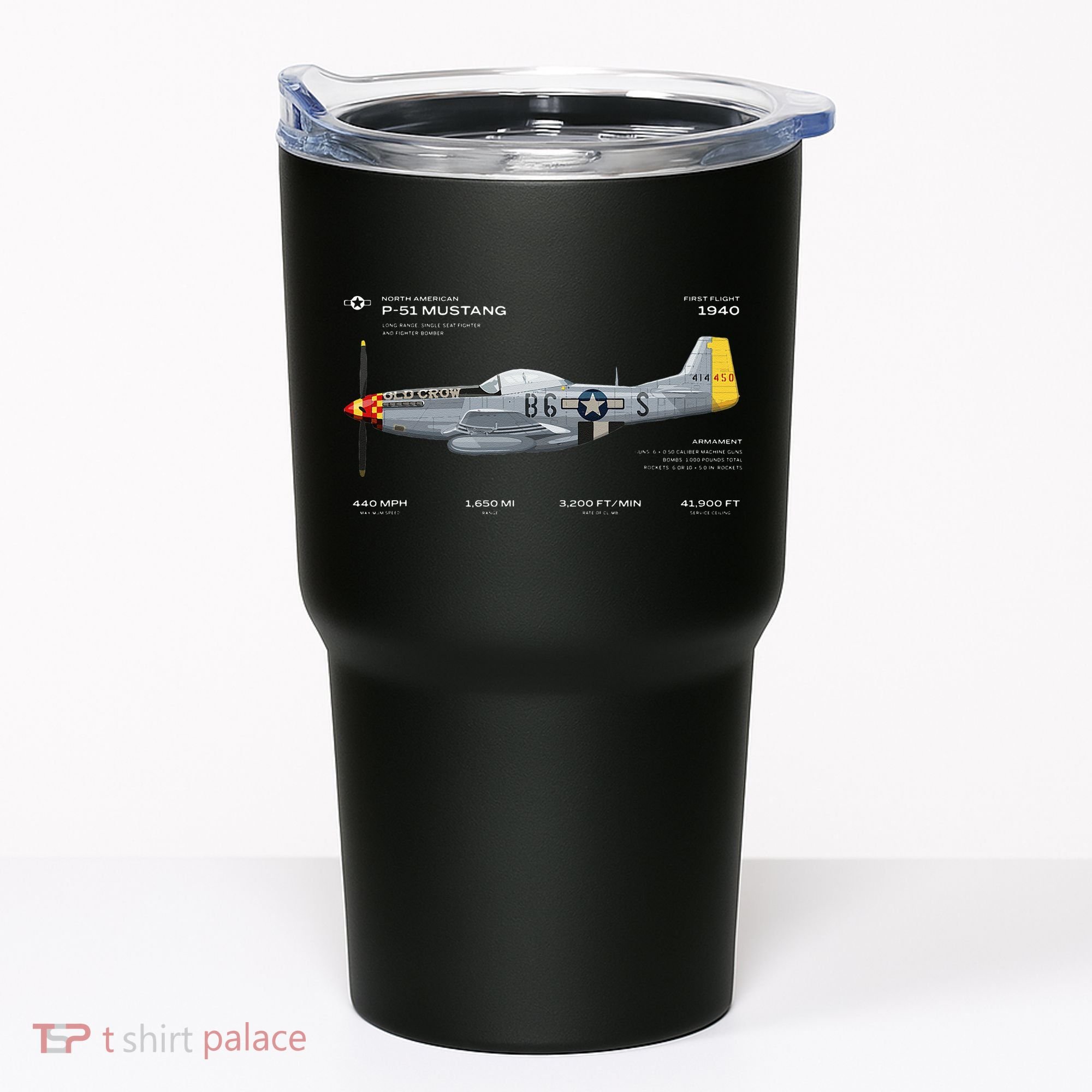 P 51 Mustang WWII Airplane Historic War Bird Fighter Tumbler