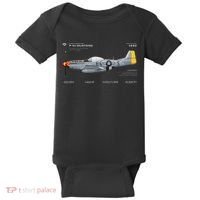 P 51 Mustang WWII Airplane Historic War Bird Fighter Baby Bodysuit thumb 0