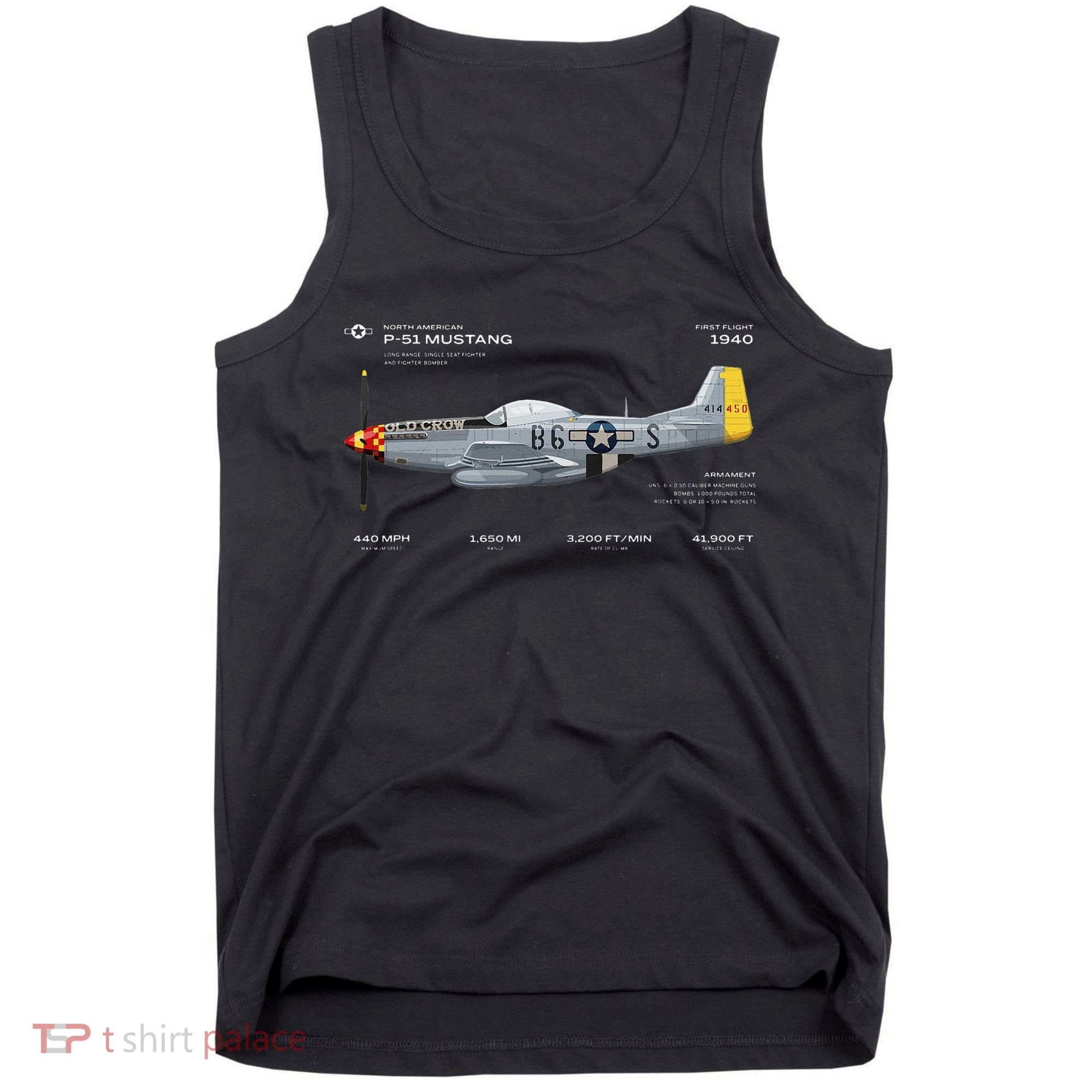 P 51 Mustang WWII Airplane Historic War Bird Fighter Tank Top