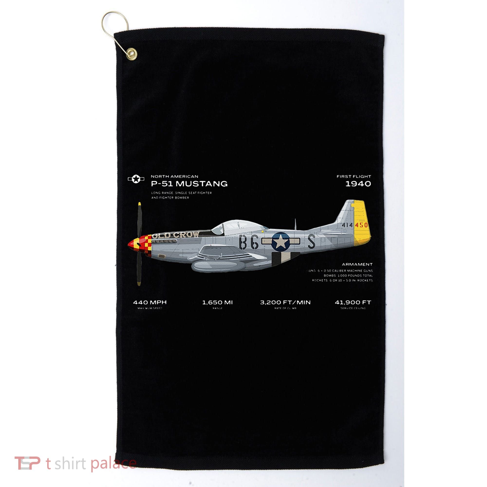 P 51 Mustang WWII Airplane Historic War Bird Fighter Golf Towel