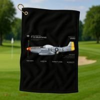 P 51 Mustang WWII Airplane Historic War Bird Fighter Golf Towel thumb 1