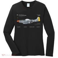 P 51 Mustang WWII Airplane Historic War Bird Fighter Women's Long Sleeve Shirt thumb 0