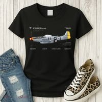 P 51 Mustang WWII Airplane Historic War Bird Fighter Women's T-Shirt thumb 3