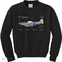 P 51 Mustang WWII Airplane Historic War Bird Fighter Kids Sweatshirt thumb 0