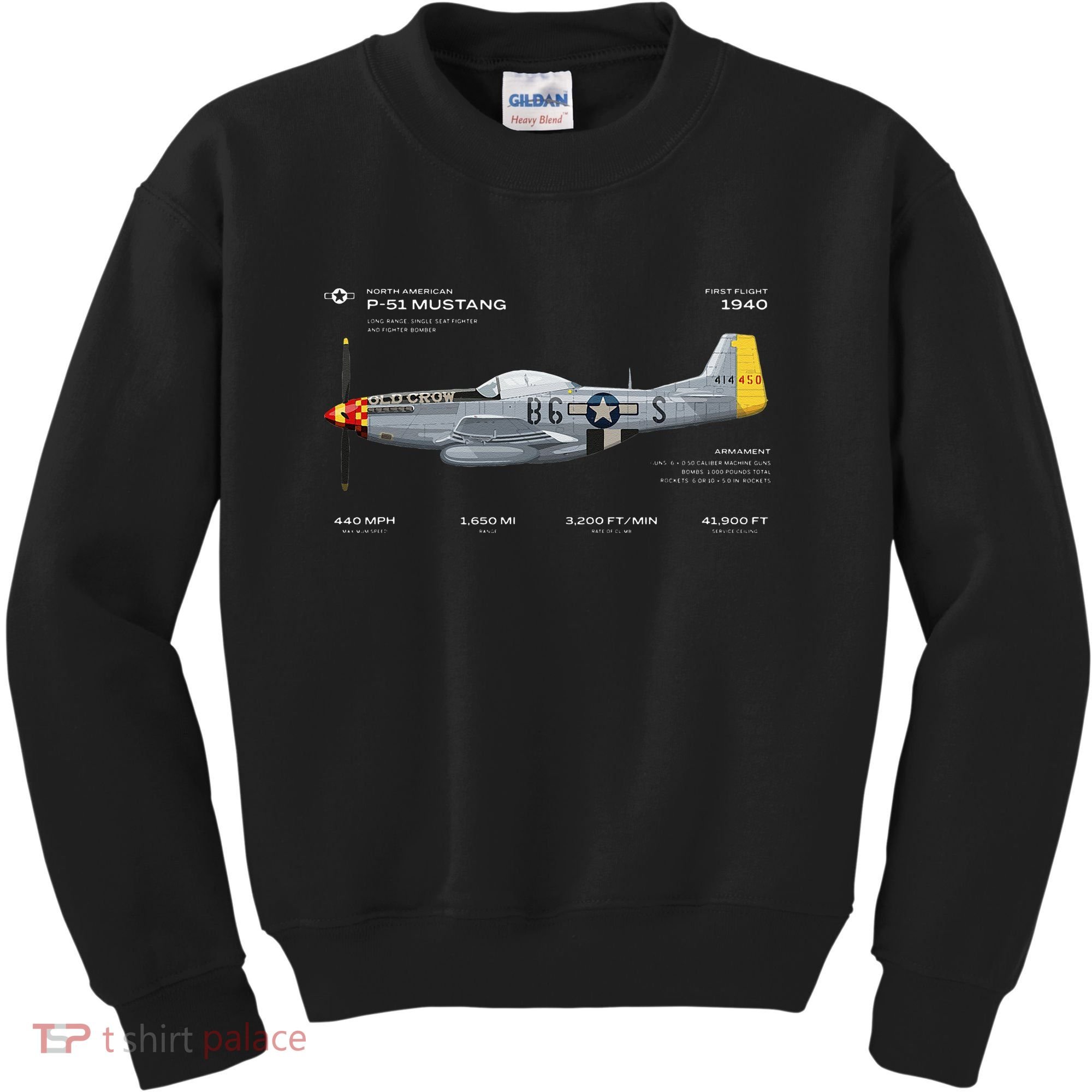 P 51 Mustang WWII Airplane Historic War Bird Fighter Kids Sweatshirt
