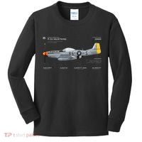 P 51 Mustang WWII Airplane Historic War Bird Fighter Kids Long Sleeve Shirt thumb 0
