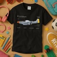 P 51 Mustang WWII Airplane Historic War Bird Fighter Kids T-Shirt thumb 3