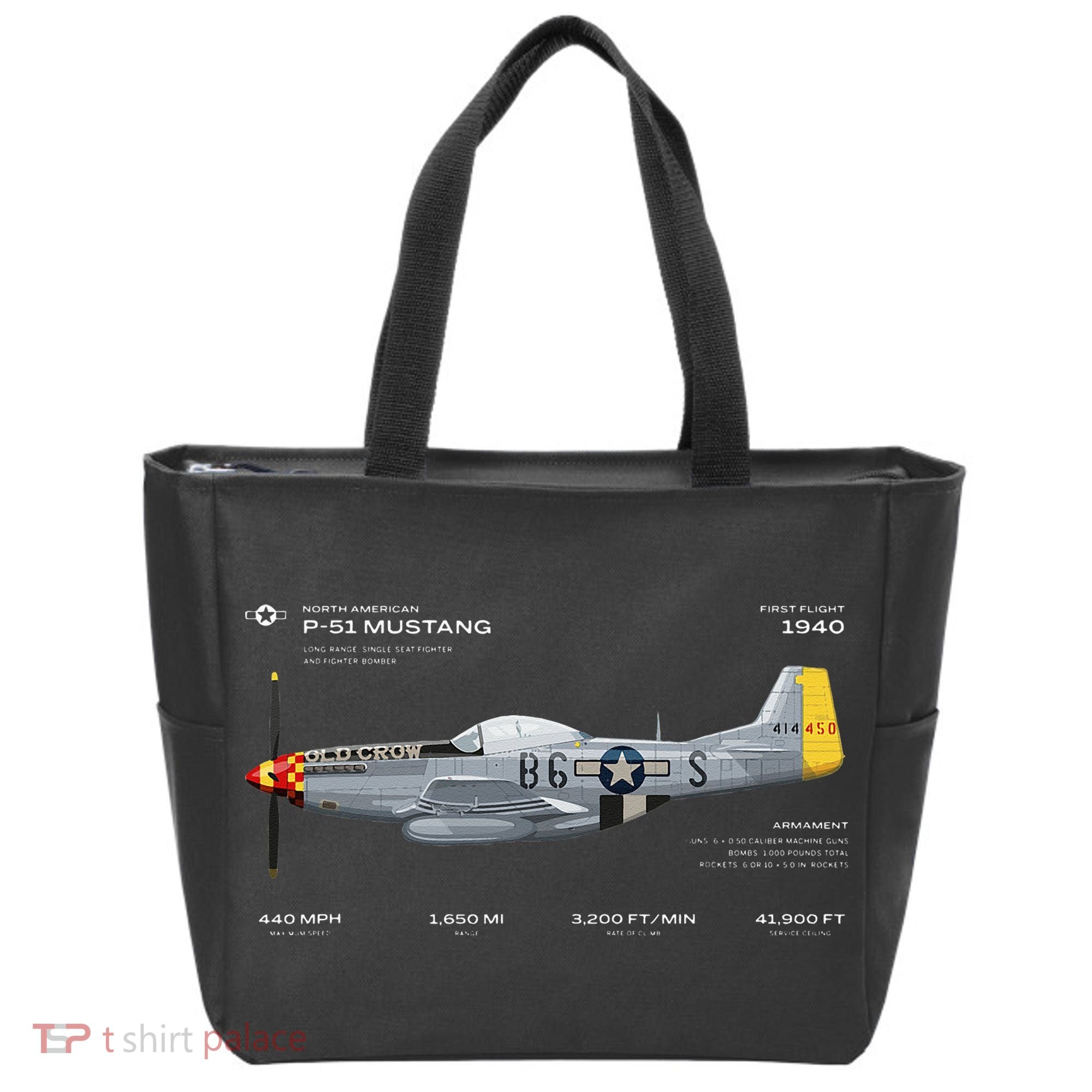 P 51 Mustang WWII Airplane Historic War Bird Fighter Tote Bag