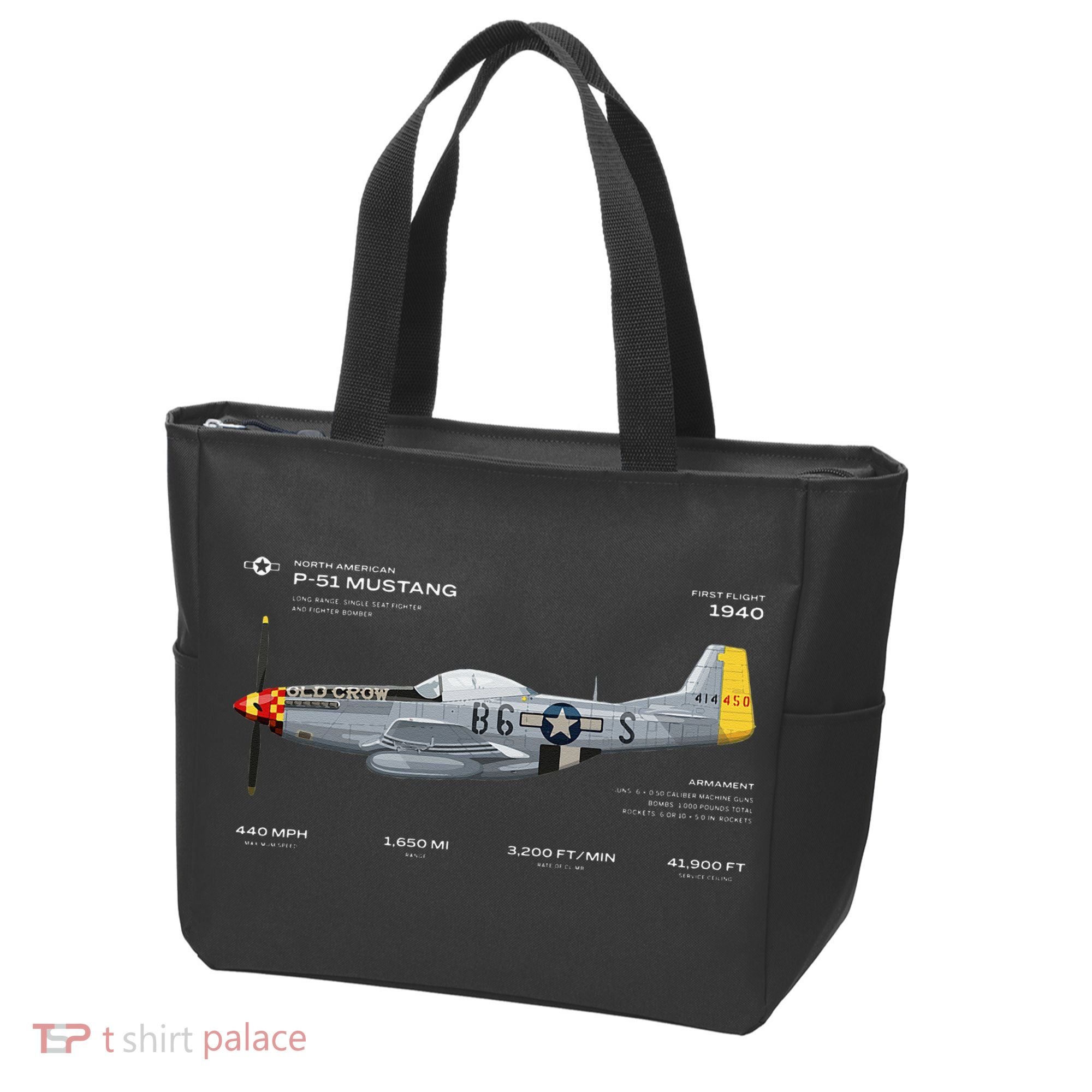 P 51 Mustang WWII Airplane Historic War Bird Fighter Tote Bag