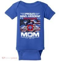 Proud 82nd Airborne Paratrooper Mom Us Flag Meaningful Gift Veteran Mother Funny Baby Bodysuit thumb 0