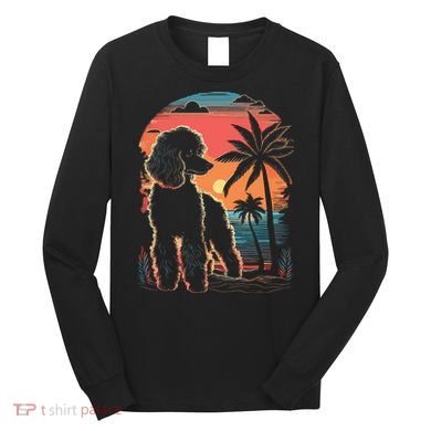 Poodle 80s Sunset Vintage Retro Style Long Sleeve Shirt