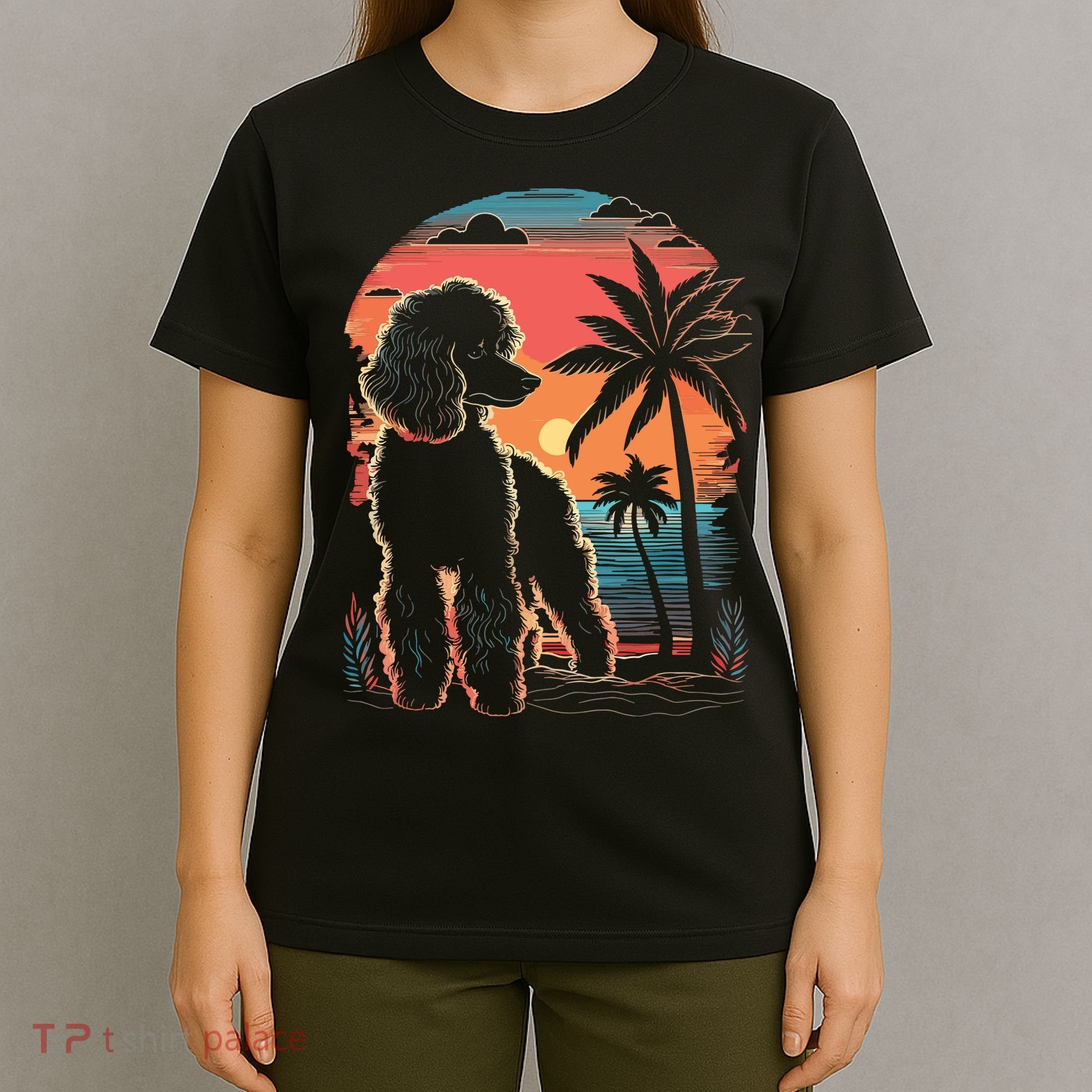 Poodle 80s Sunset Vintage Retro Style T-Shirt