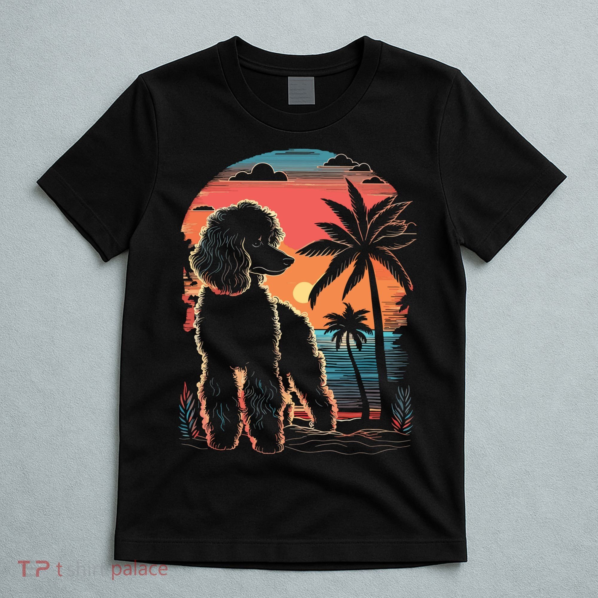 Poodle 80s Sunset Vintage Retro Style T-Shirt