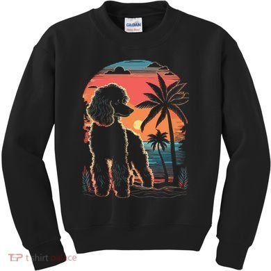 Poodle 80s Sunset Vintage Retro Style Kids Sweatshirt